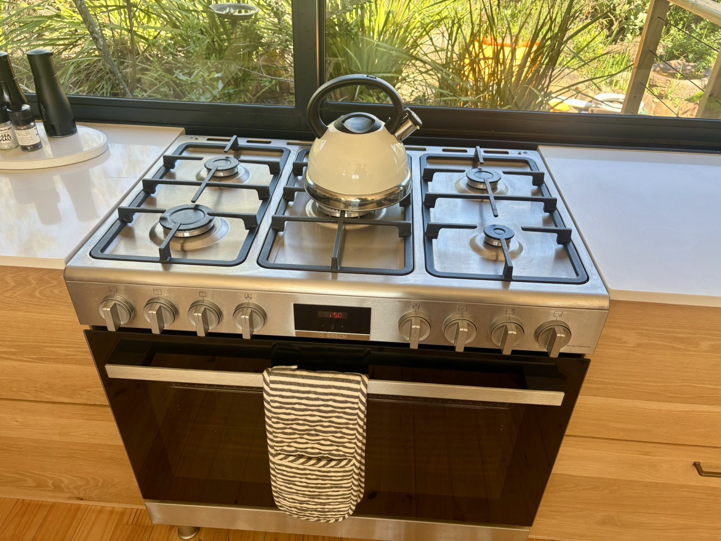 Modern Gas Stove Installation with Garden View
